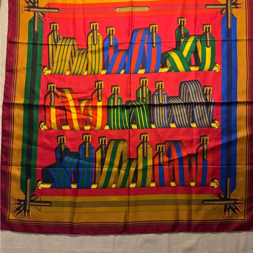 Colorful Silk Scarf with Striped Design